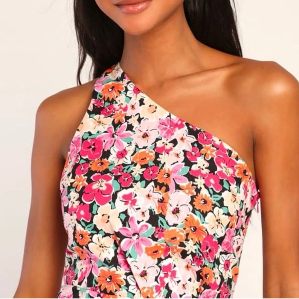 Lulu's Pink Asymmetrical Ruched One-Shoulder Dress - Picture 3 of 16